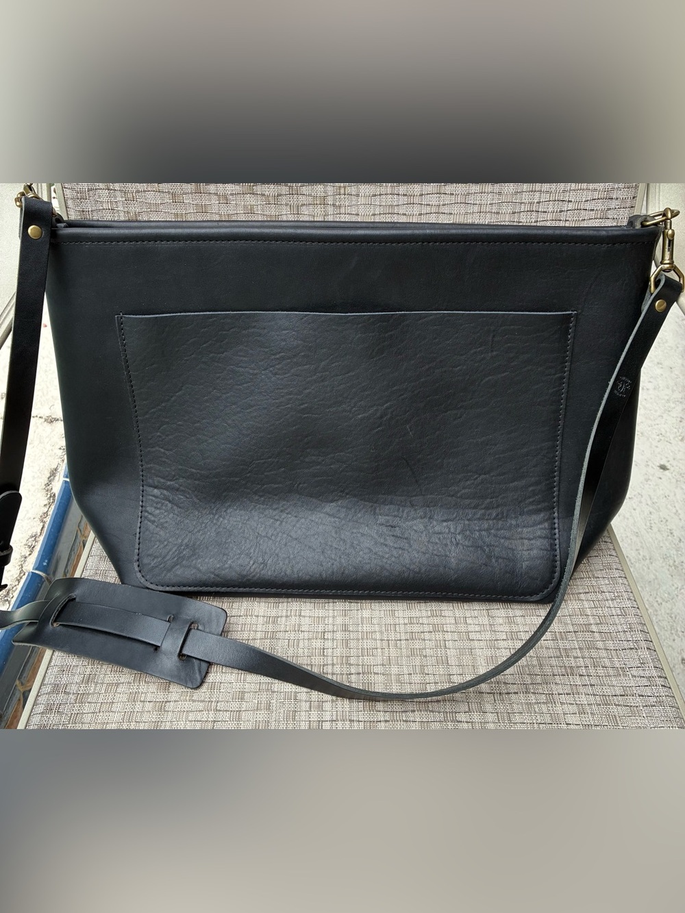 Go Forth Goods Large Black Steer-hide Avery Crossbody
